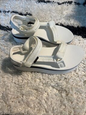 Teva White Platform Sandals with Black Midsole Stripe
